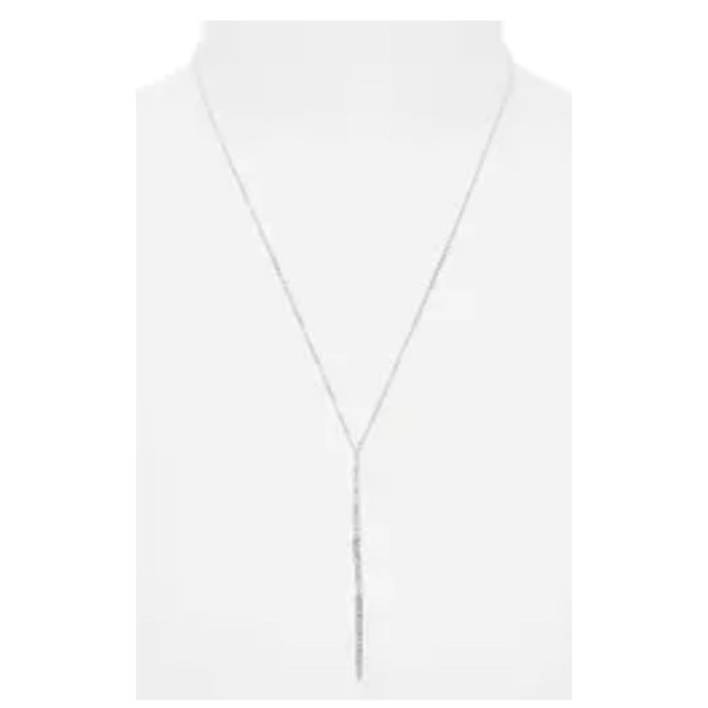 Nordstrom Pavé Modern Linear Y-Necklace Silver